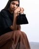 Topshop Topshop Gabriette small velvet clutch purse with metal handle trim in black - 1