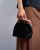 Topshop Topshop Gabriette small velvet clutch purse with metal handle trim in black - 3