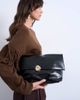 Topshop Topshop Gaia folded clutch bag with hardware in black - 1