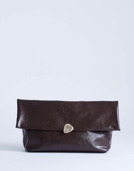 Topshop Topshop Gaia large clutch purse with gold-tone hardware in chocolate-Brown