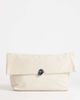Topshop Topshop Gaia oversized suedette clutch bag with hardware in beige-Neutral - 1