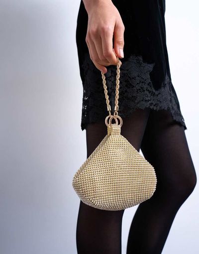 Topshop Topshop Galaxy small rhinestone clutch purse in gold