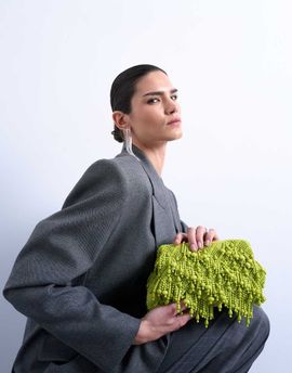 Topshop Topshop Garison bead and embellished clutch in green