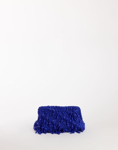 Topshop Topshop Garison small bead and embellished clutch in cobalt-Blue
