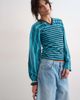 Topshop Topshop gather yoke seam long sleeve top blue stripe-Yellow - 1