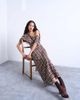 Topshop Topshop gathered detail mesh maxi skirt in plaid-Brown - 4
