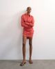 Topshop Topshop gathered skirt mini shirt dress in rust-pink - 2