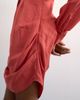 Topshop Topshop gathered skirt mini shirt dress in rust-pink - 3