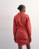 Topshop Topshop gathered skirt mini shirt dress in rust-pink - 4