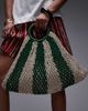 Topshop Topshop Gemma striped crochet grab bag in green stripe - 4