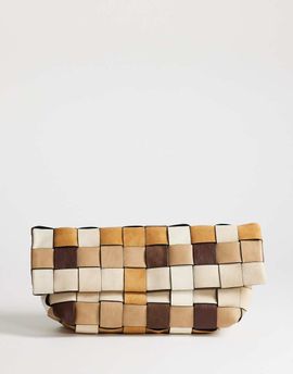 Topshop Topshop George oversized clutch bag in neutral weave mix