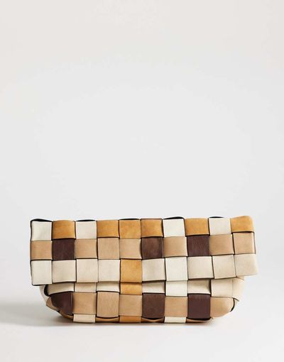 Topshop Topshop George oversized clutch bag in neutral weave mix