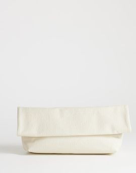 Topshop Topshop George oversized textured clutch bag in off white