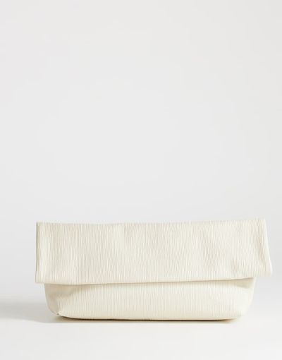 Topshop Topshop George oversized textured clutch bag in off white
