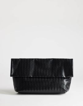 Topshop Topshop George weave oversized clutch bag in black