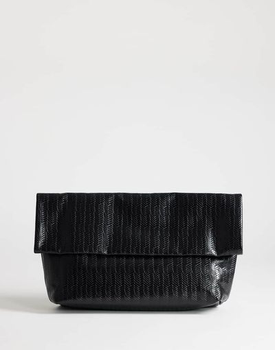 Topshop Topshop George weave oversized clutch bag in black