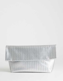 Topshop Topshop George weave oversized clutch bag in silver