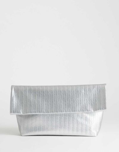 Topshop Topshop George weave oversized clutch bag in silver