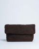 Topshop Topshop Georgia folded borg clutch grab bag in chocolate-Brown - 1
