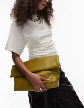 Topshop Topshop Georgia folded clutch grab bag in green