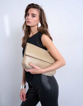 Topshop Topshop Georgia folded clutch grab diamante bag in gold