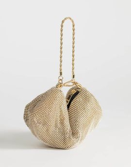 Topshop Topshop Ginny small rhinestone clutch purse in gold