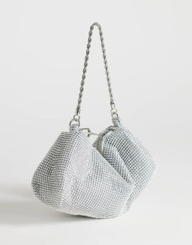 Topshop Topshop Ginny small rhinestone clutch purse in silver