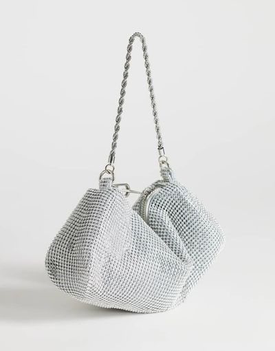 Topshop Topshop Ginny small rhinestone clutch purse in silver