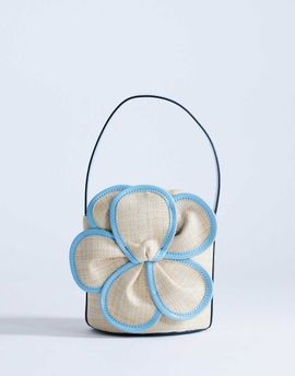 Topshop Topshop Gino medium straw flower grab bag in light blue