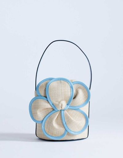Topshop Topshop Gino medium straw flower grab bag in light blue