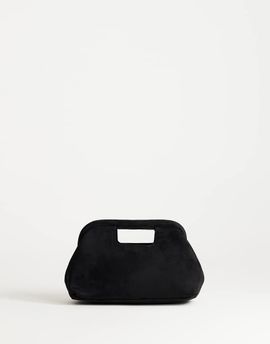 Topshop Topshop Gordan medium suedette clutch with handle in black