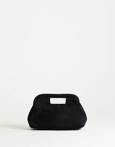 Topshop Topshop Gordan medium suedette clutch with handle in black