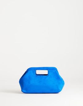 Topshop Topshop Gordan medium suedette clutch with handle in cobalt-Blue