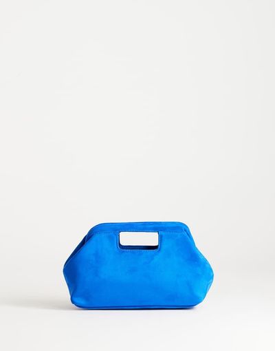 Topshop Topshop Gordan medium suedette clutch with handle in cobalt-Blue