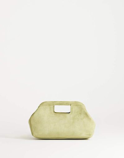 Topshop Topshop Gordan medium suedette clutch with handle in olive-Green