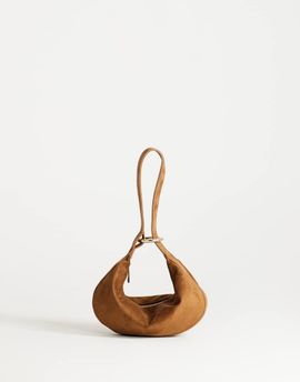 Topshop Topshop Grace small faux suede scoop grab bag in tan-Brown