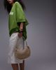 Topshop Topshop Gracia crochet & leather bag with buckle strap in natural-Neutral - 3