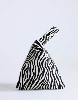 Topshop Topshop Gracie small hair-on leather clutch purse in zebra-Black