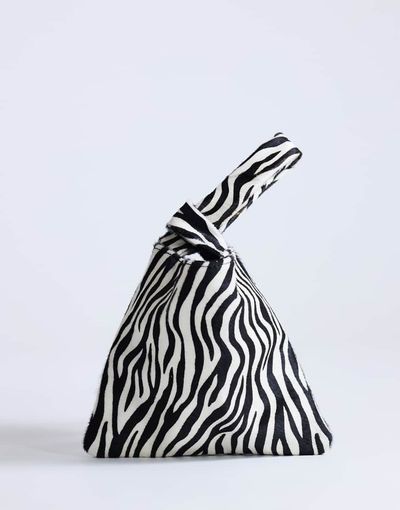 Topshop Topshop Gracie small hair-on leather clutch purse in zebra-Black