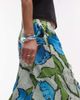 Topshop Topshop green and blue floral pull on satin wide leg pants - 2