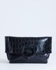 Topshop Topshop Gregry folded oversized clutch bag in black croc - 1