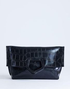 Topshop Topshop Gregry folded oversized clutch bag in black croc