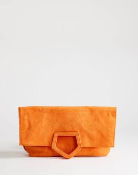 Topshop Topshop Gregry oversized folded clutch purse in orange suedette