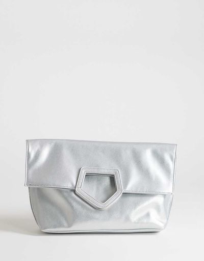 Topshop Topshop Gregry oversized folded clutch purse in silver