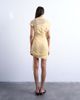 Topshop Topshop grown-on shoulder chiffon mini dress with sash in textured buttermilk-Yellow - 4