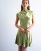 Topshop Topshop grown-on sleeve satin dress in olive-Green - 1