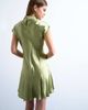 Topshop Topshop grown-on sleeve satin dress in olive-Green - 4