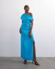 Topshop Topshop grown on shoulder midi dress in soft touch electric blue - 1