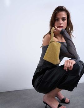 Topshop Topshop Gwyn embellished knot small clutch purse in gold