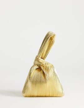 Topshop Topshop Gwyn ribbed grab bag in gold-Silver